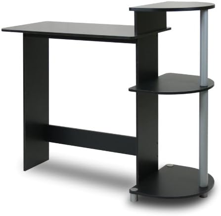 28.5" Black Compact Computer Desk With Shelves