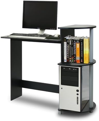 28.5" Black Compact Computer Desk With Shelves