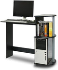 28.5" Black Compact Computer Desk With Shelves