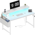40" White Gaming Desk with LED & Power Outlets