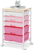Rose Pink 5 Drawer Craft Storage Cart