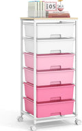 Pink 6 Drawer Craft Storage Cart