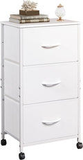White 3 Drawer Rolling Fabric Dresser