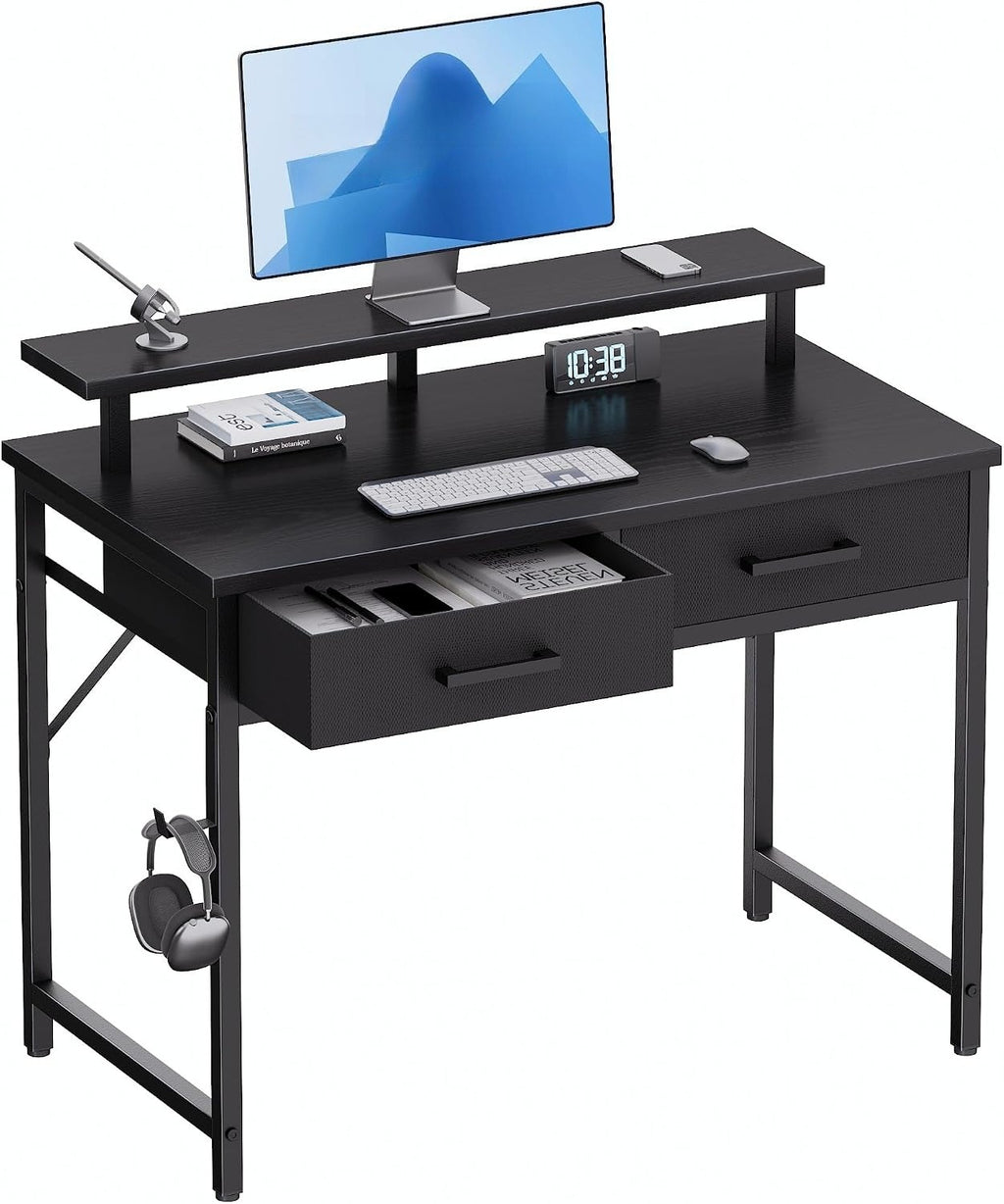32" Computer Desk With Monitor Stand & 2 Drawers