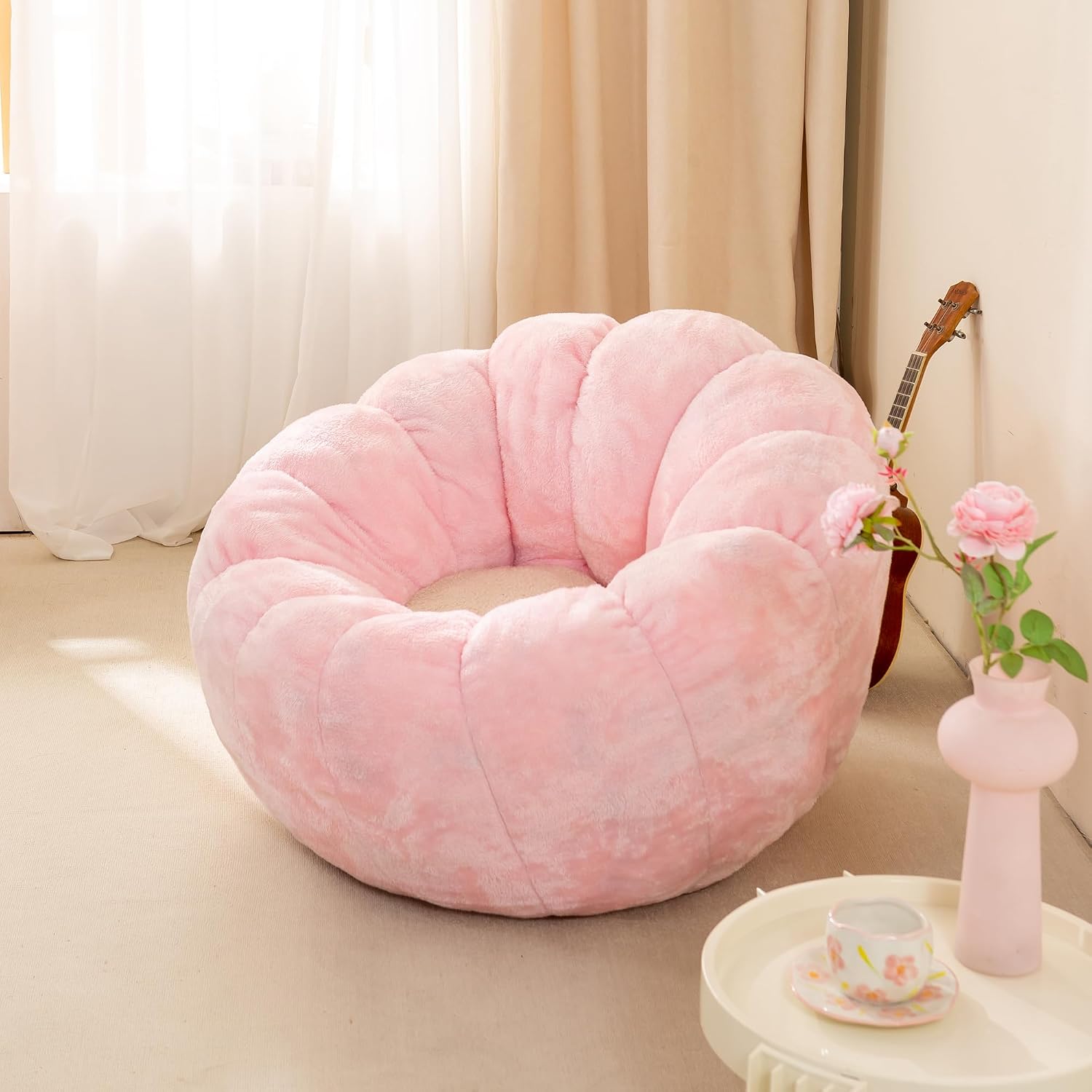 Pink Pumpkin Shaped Bean Bag Sofa Chair