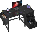 47" Black Reversible Computer Desk With File Cabinet