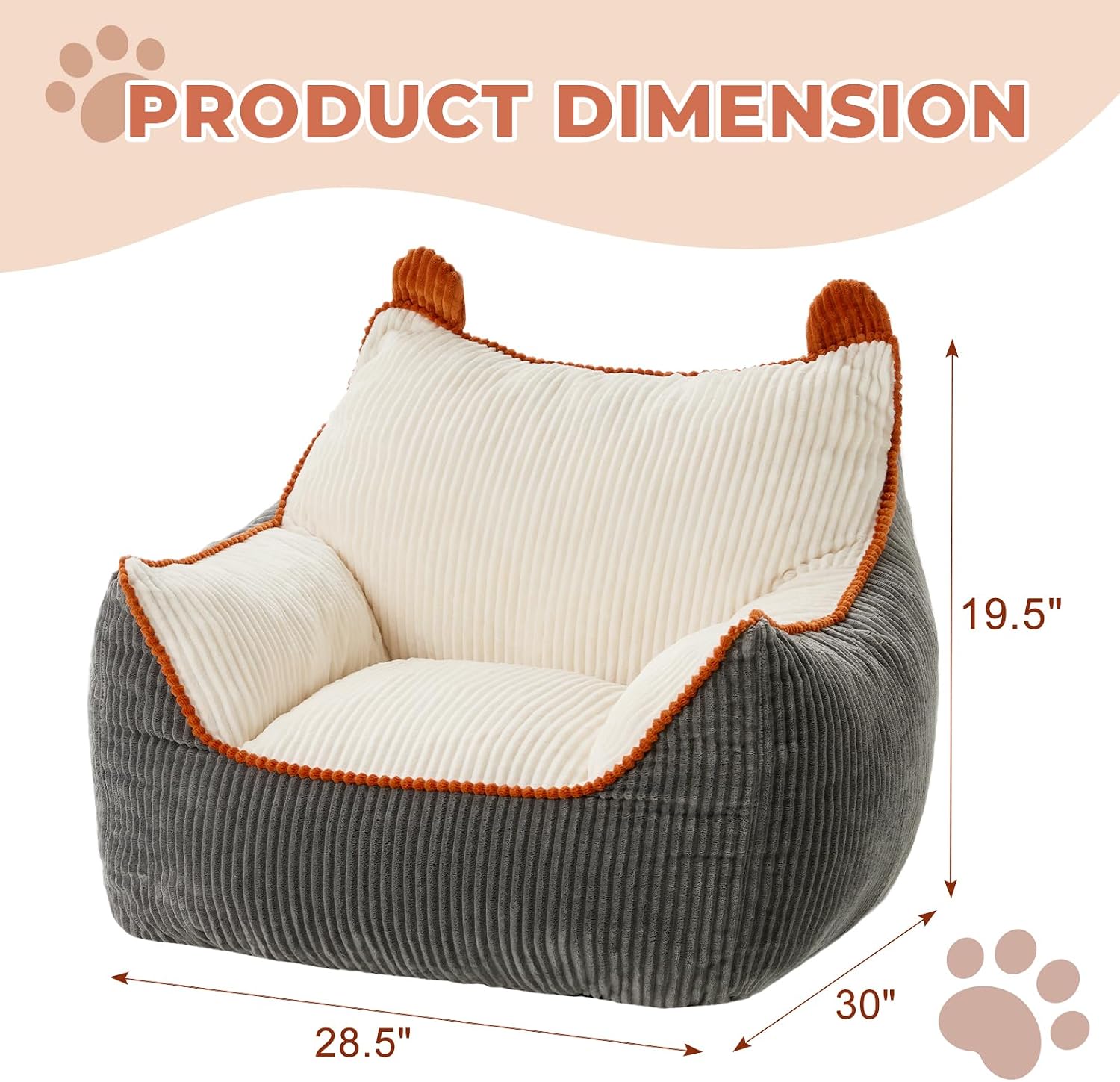 Plush Foam Filled Kids Bean Bag Chair