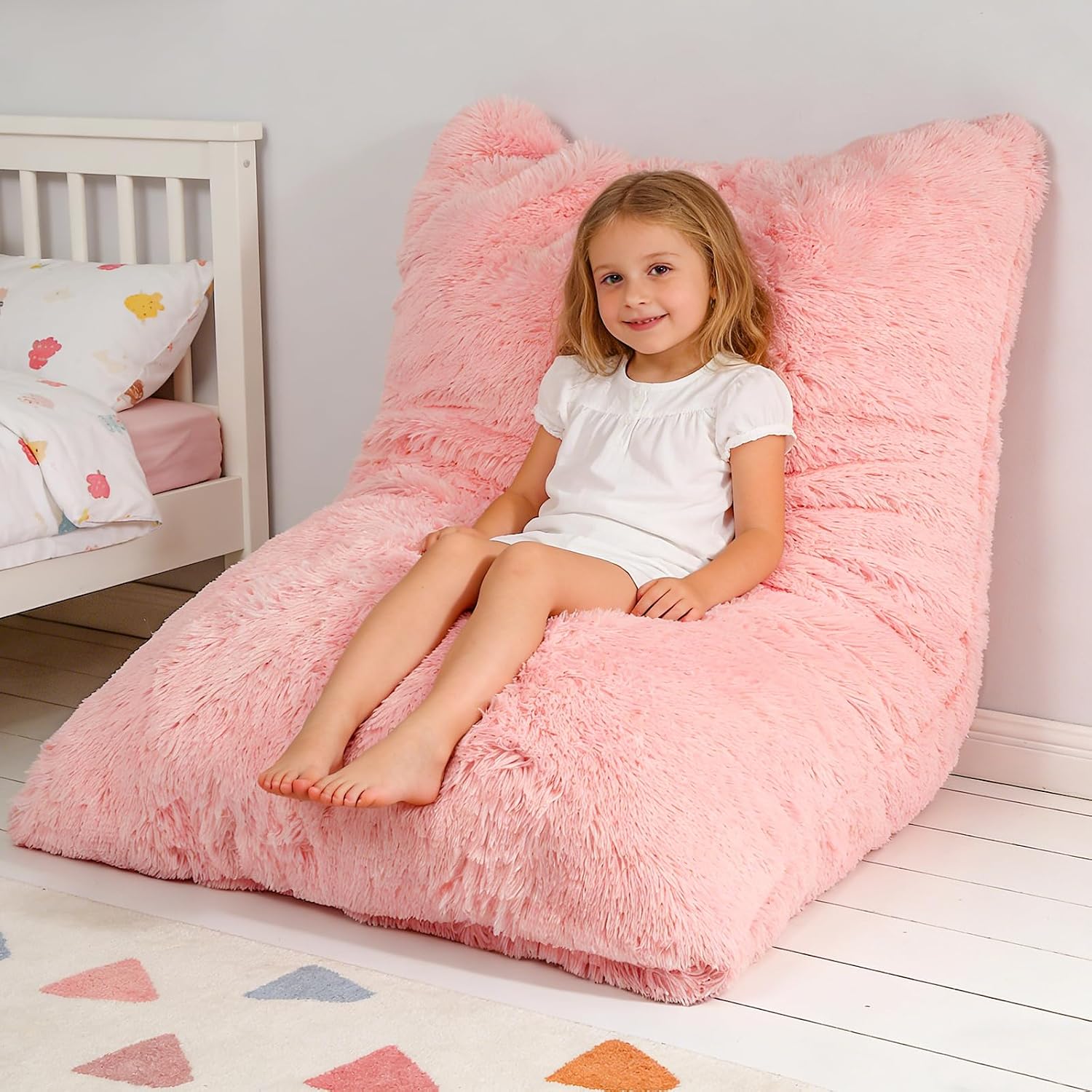 3 in 1 Pink Kids Bean Bag Chair Bed