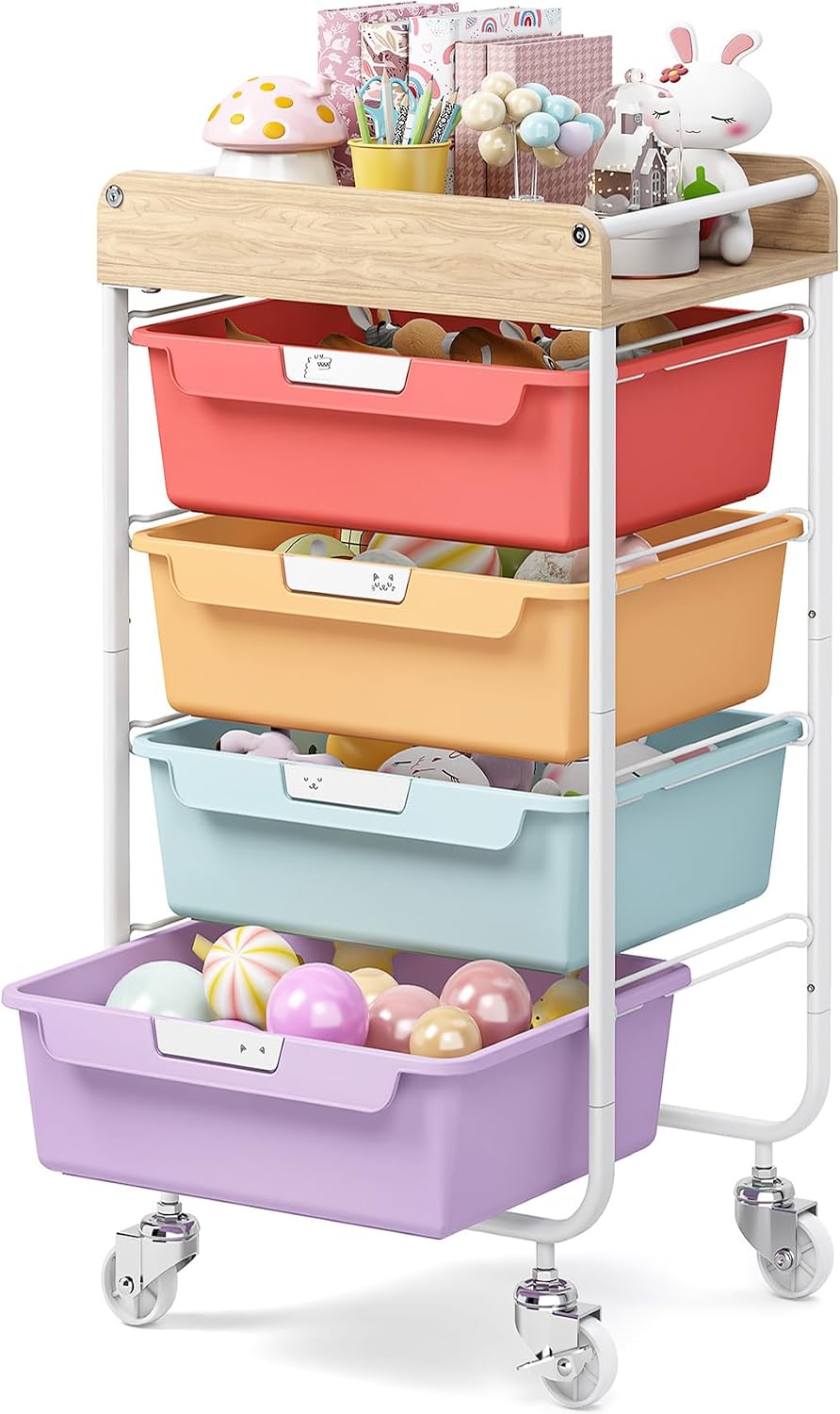 Jelly Color Kids Rolling Art Storage Cart