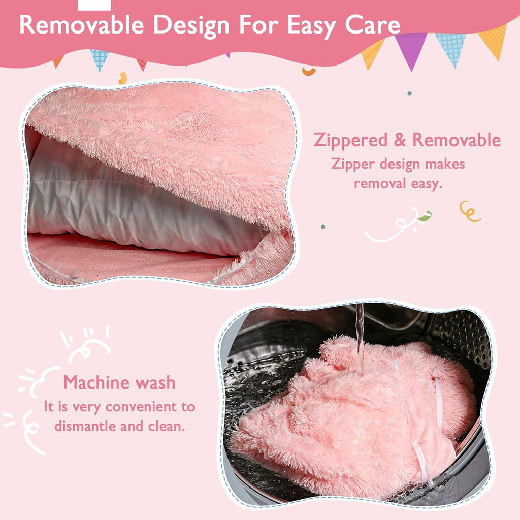 3 in 1 Pink Kids Bean Bag Chair Bed