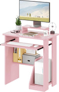 30" Pink Desk With Keyboard Tray & Monitor Stand