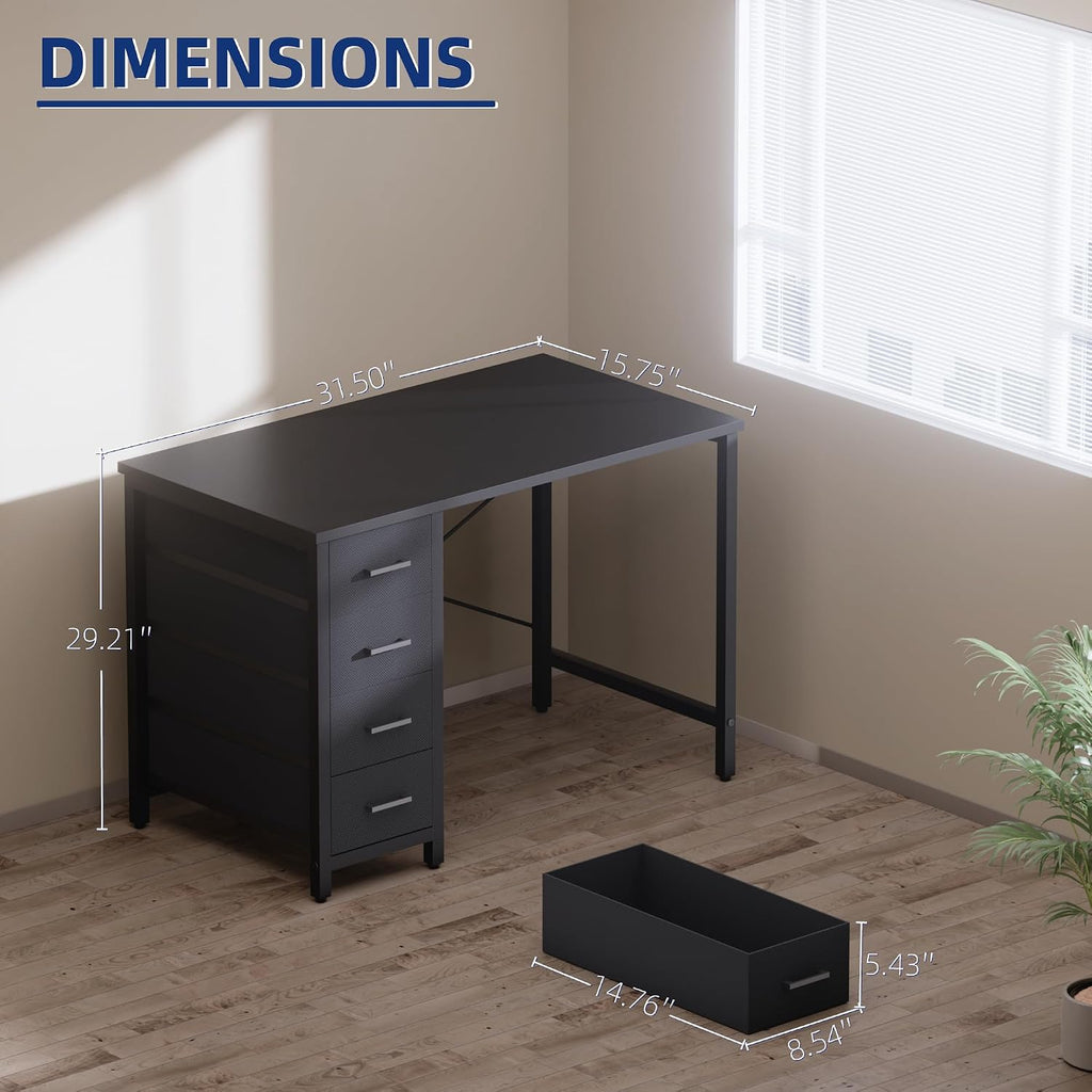 32" Pink Computer Desk With 4 Drawers