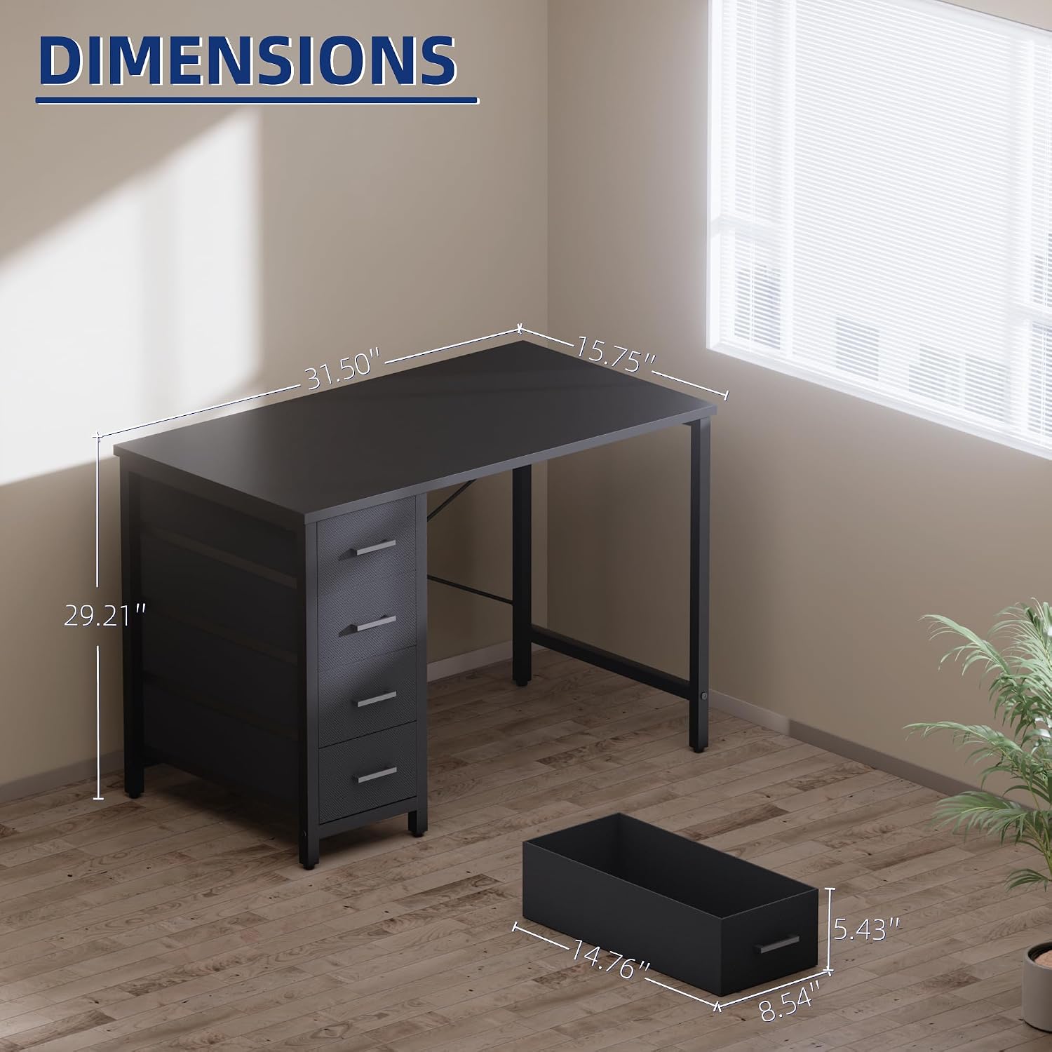 32" Pink Computer Desk With 4 Drawers