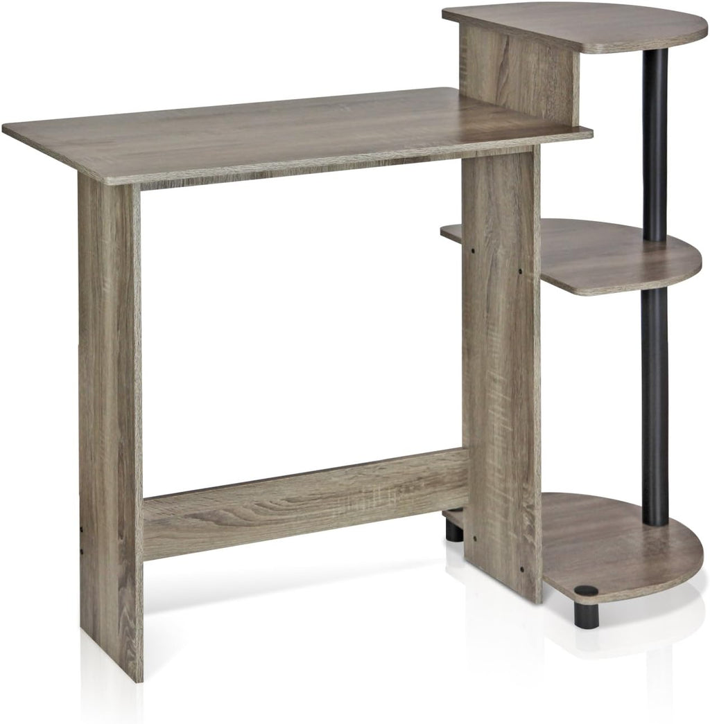 28.5" French Oak Compact Computer Desk With Shelves