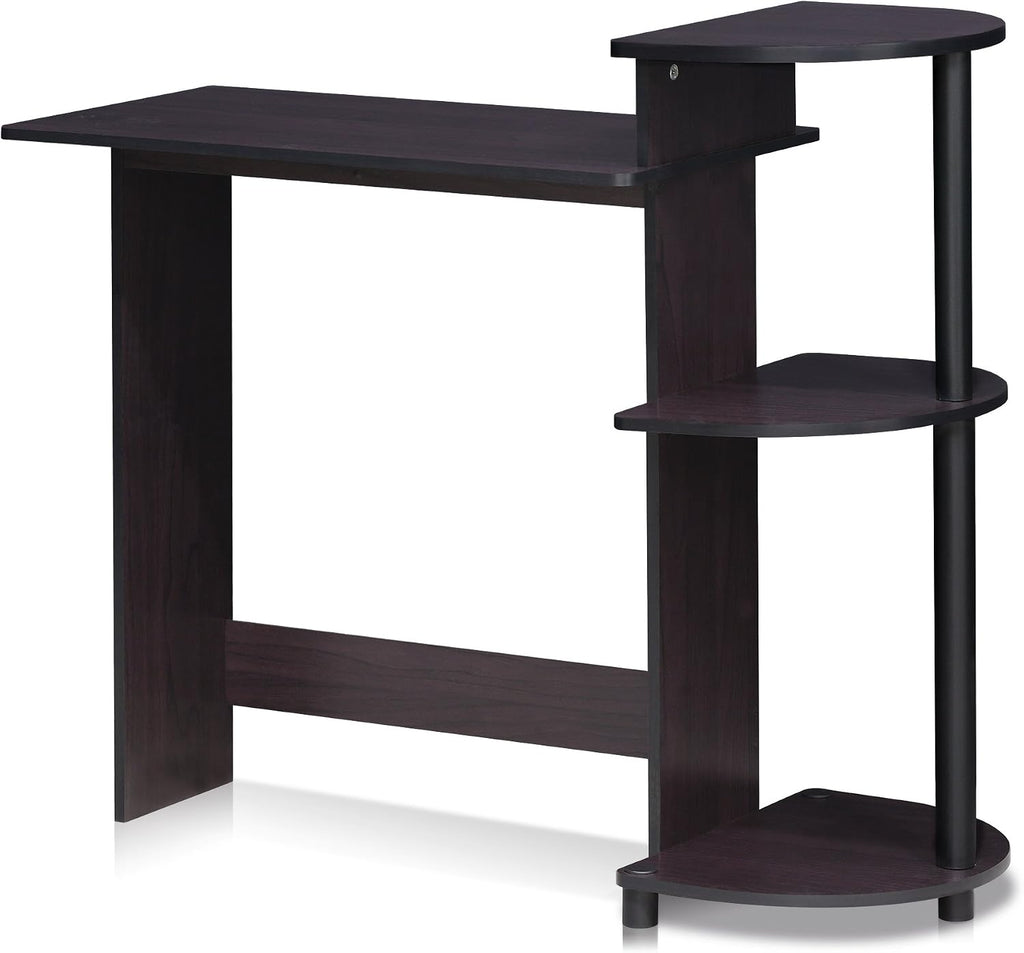 28.5" Black Compact Computer Desk With Shelves