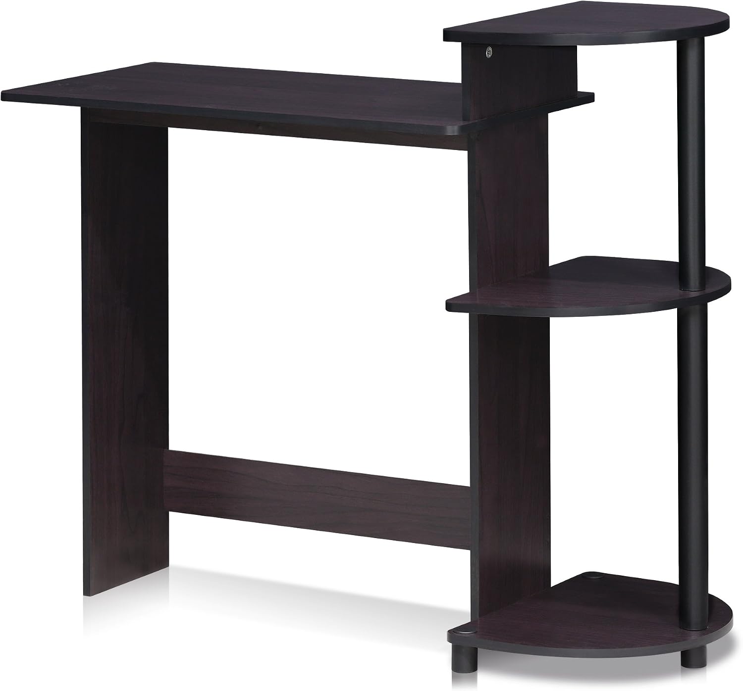 28.5" Black Compact Computer Desk With Shelves