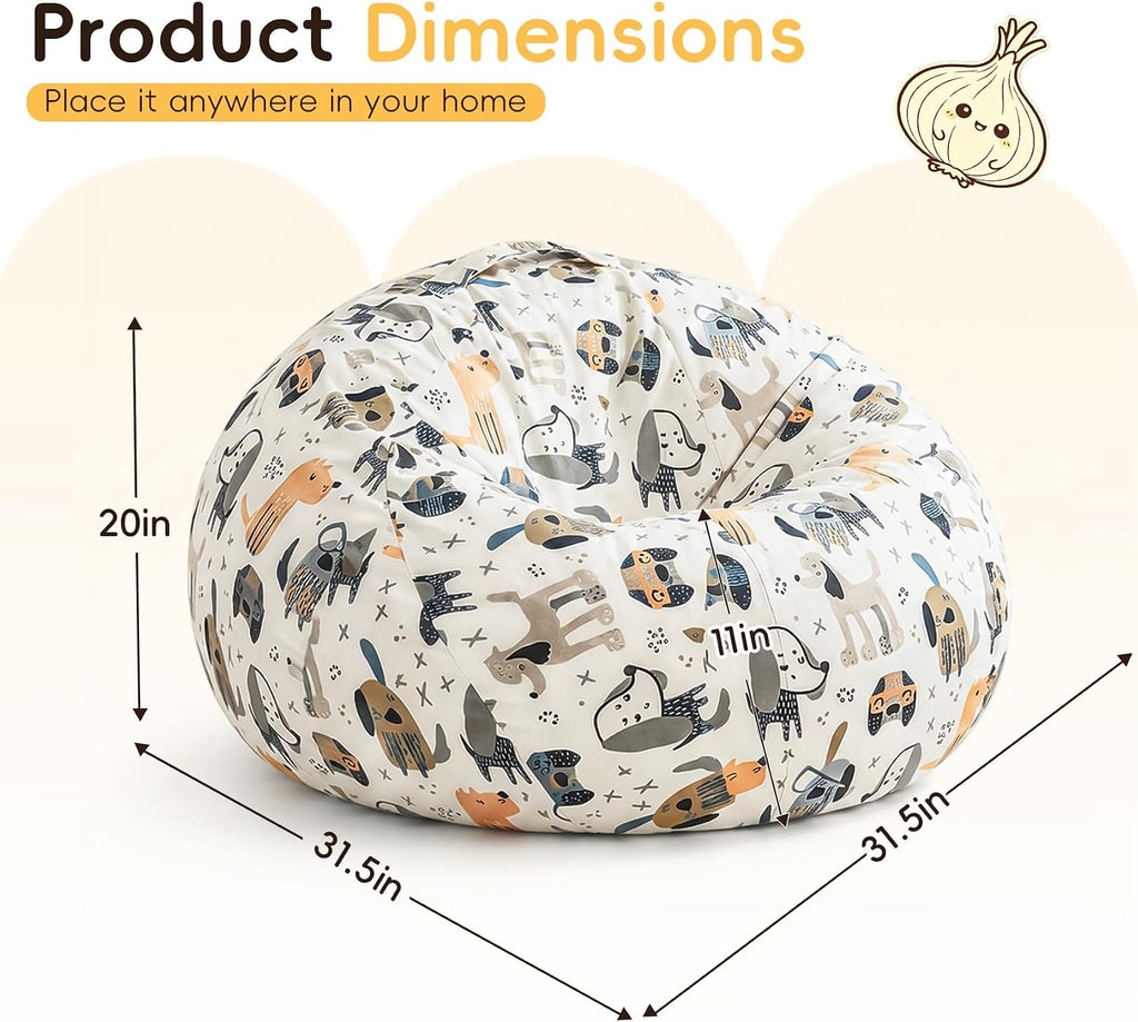 2.5FT Velvet Cartoon Foam Bean Bag Chair