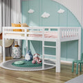 White Twin Low Kids Loft Bed With Guardrail & Ladder