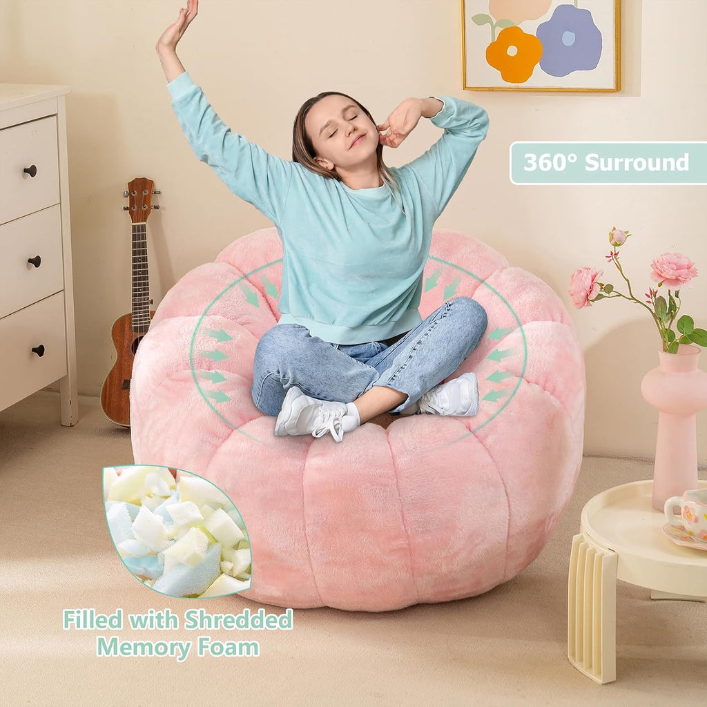 Pink Pumpkin Shaped Bean Bag Sofa Chair