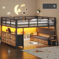 Rustic Brown Full Loft Bed With Storage & LED