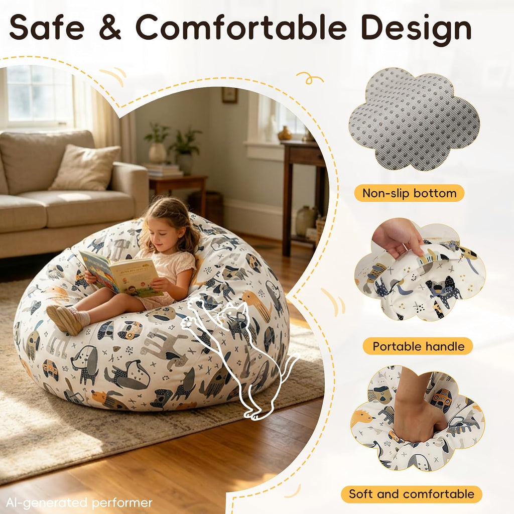 2.5FT Velvet Cartoon Foam Bean Bag Chair