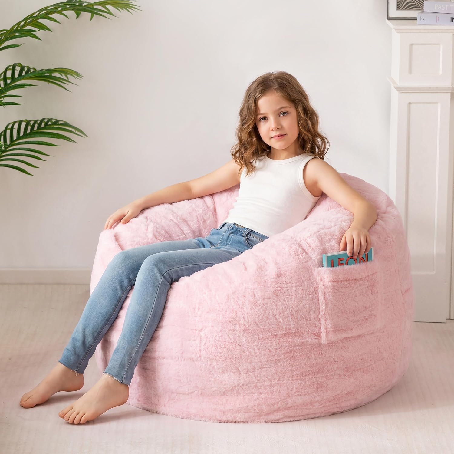 2.5FT Pink Foam Filled Bean Bag Sofa