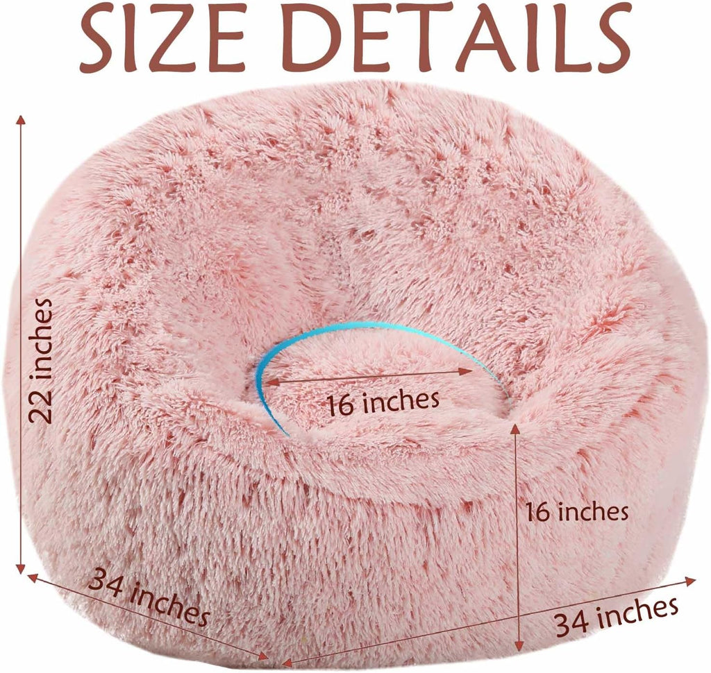 Pink Memory Foam Faux Fur Bean Bag Chair