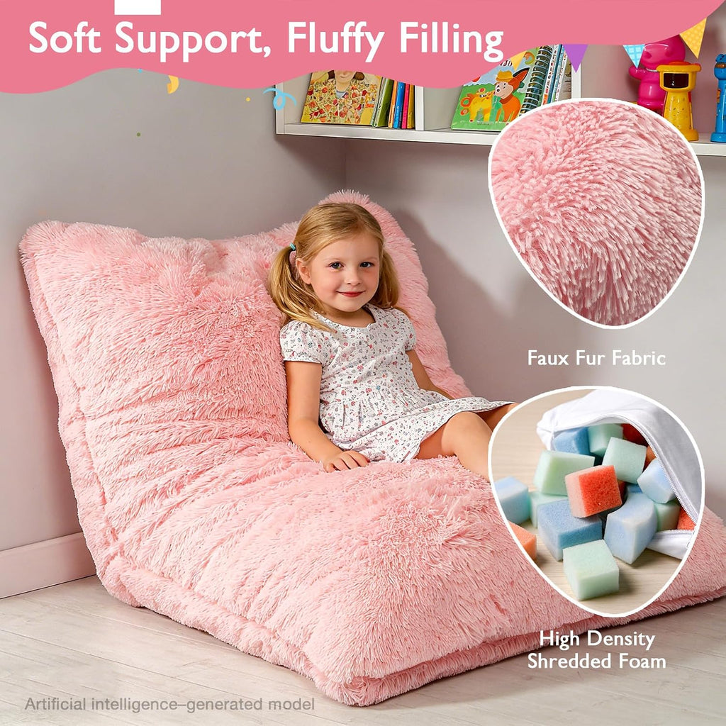 3 in 1 Pink Kids Bean Bag Chair Bed