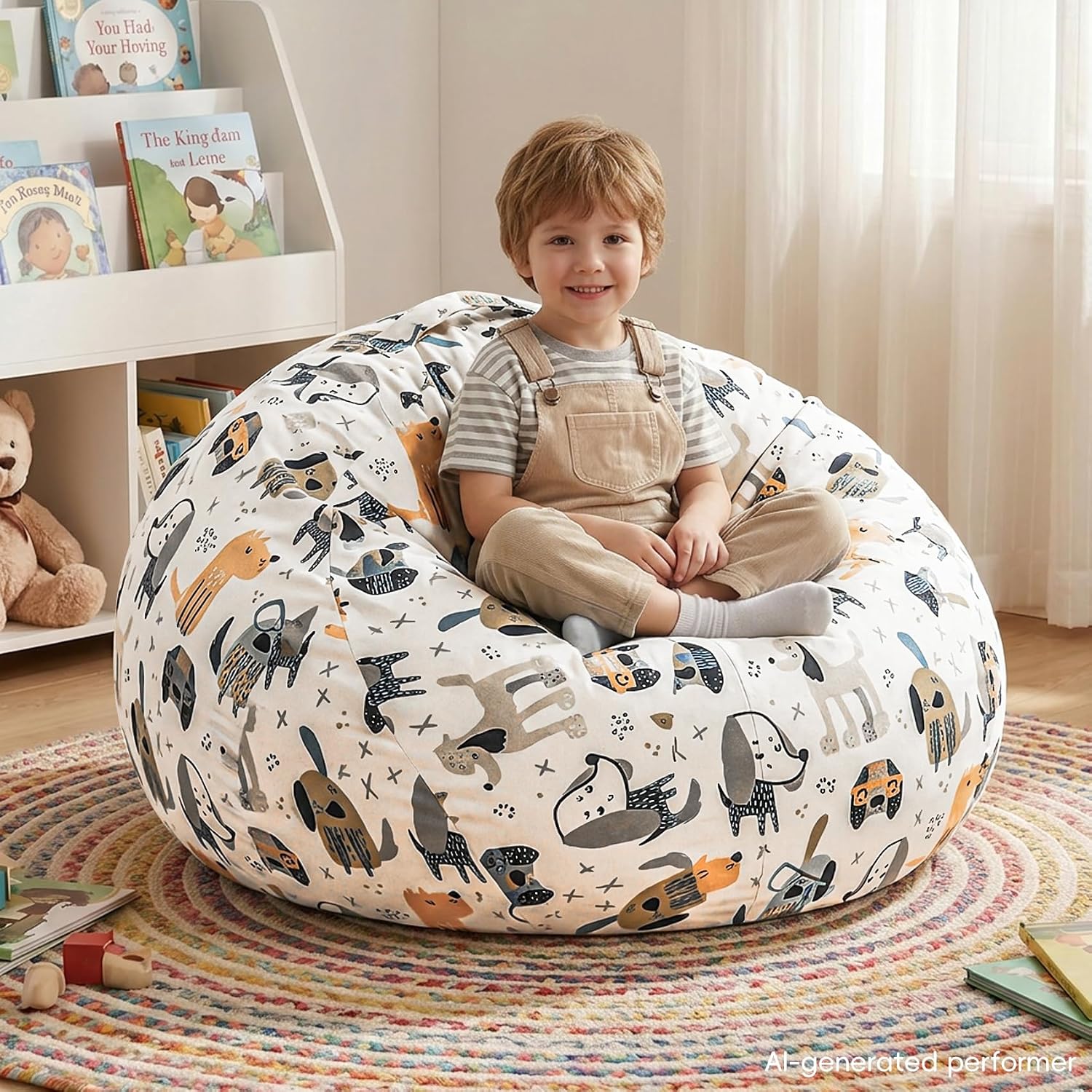 2.5FT Velvet Cartoon Foam Bean Bag Chair
