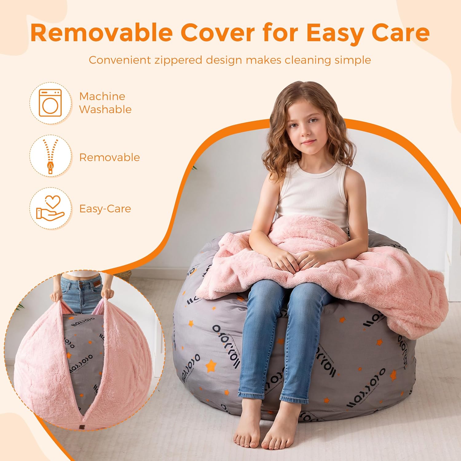 2.5FT Pink Foam Filled Bean Bag Sofa