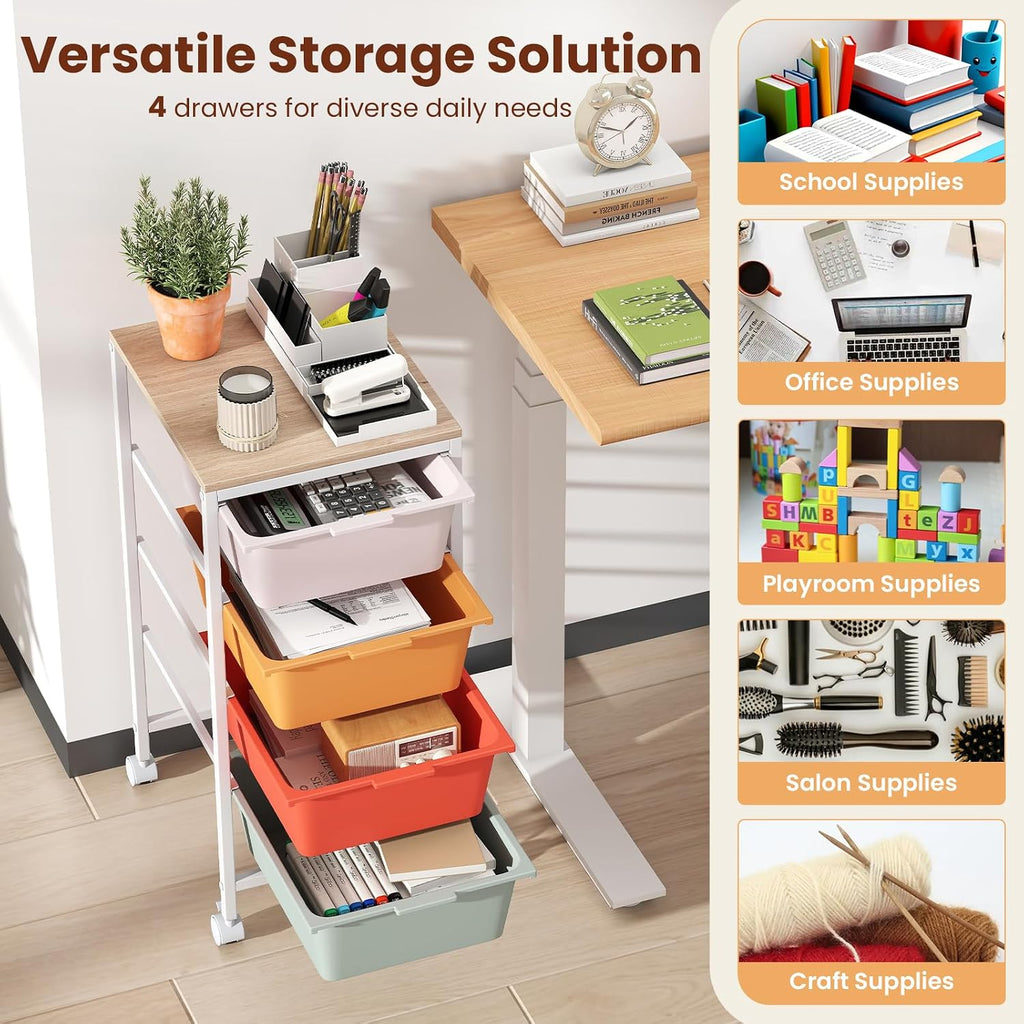 Macaron 4 Drawer Rolling Storage Cart
