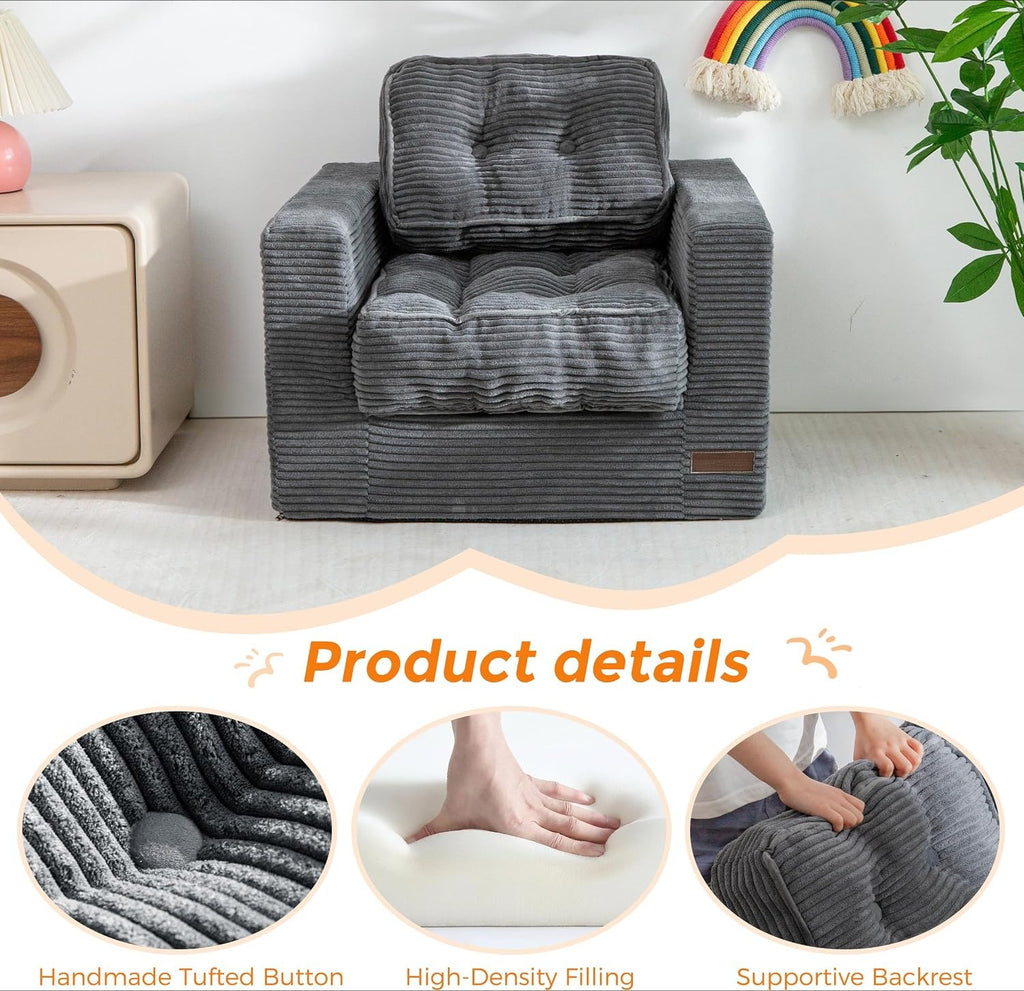 Dark Grey Cloud Shaped Kids Bean Bag Sofa