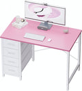 32" Pink Computer Desk With 4 Drawers