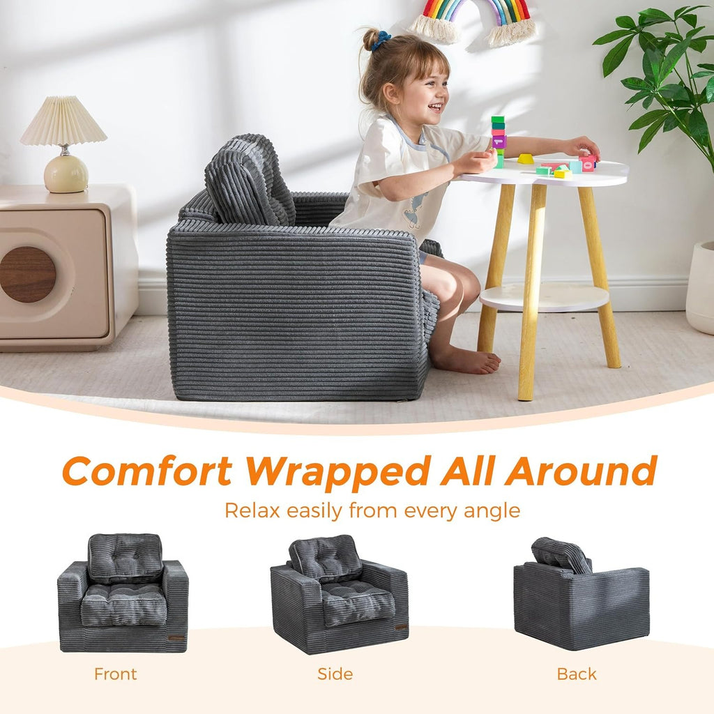Dark Grey Cloud Shaped Kids Bean Bag Sofa